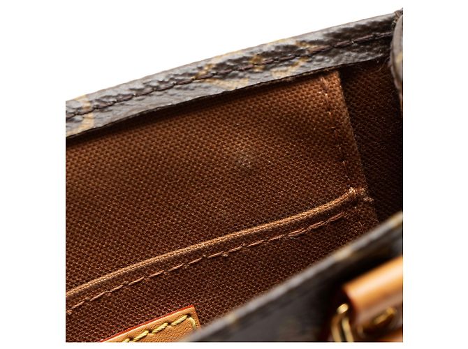 Borsa a tracolla Petit Sac Plat in tela Monogram Louis Vuitton Marrone - vista 9