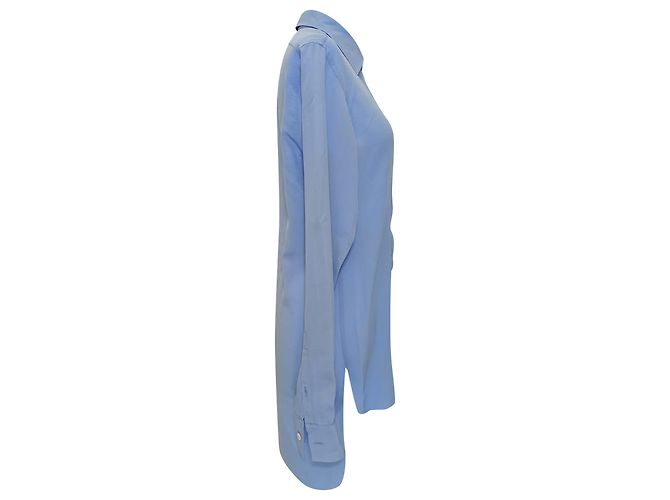 Camicia in seta blu con logo ricamato Victoria Beckham - vista 2