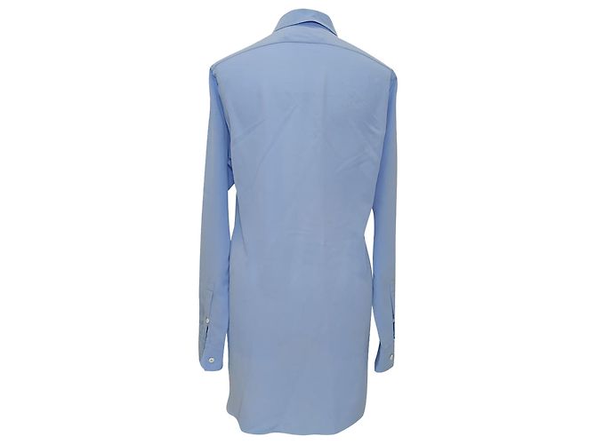 Camicia in seta blu con logo ricamato Victoria Beckham - vista 3