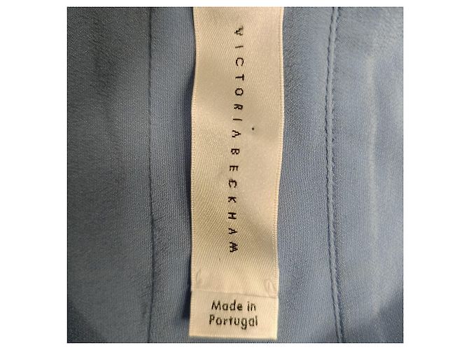 Camicia in seta blu con logo ricamato Victoria Beckham - vista 5