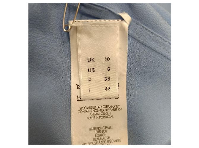 Camicia in seta blu con logo ricamato Victoria Beckham - vista 8