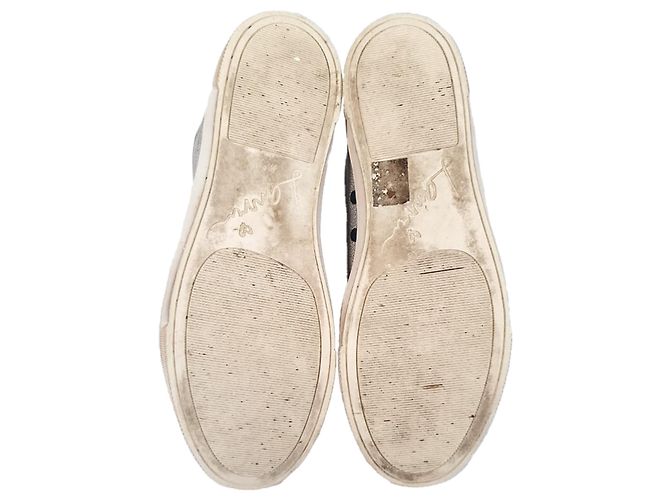 Sneakers high-top texturizzate Lanvin in pelle beige - vista 7
