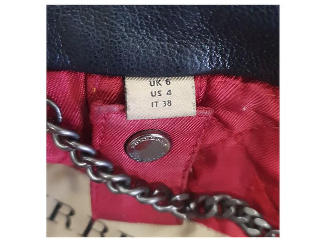 Burberry Biker-Jacke mit Steppmuster aus schwarzem Lammleder - Ansicht 7