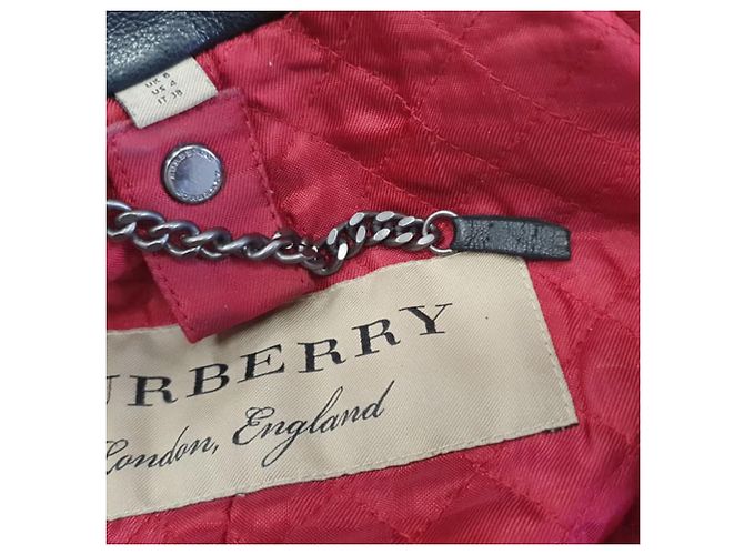 Burberry Biker-Jacke mit Steppmuster aus schwarzem Lammleder - Ansicht 8
