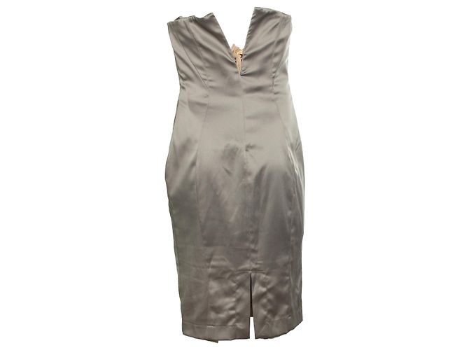 Just cavalli, vestido de cetim tomara que caia com corpete Marrom - vista 3