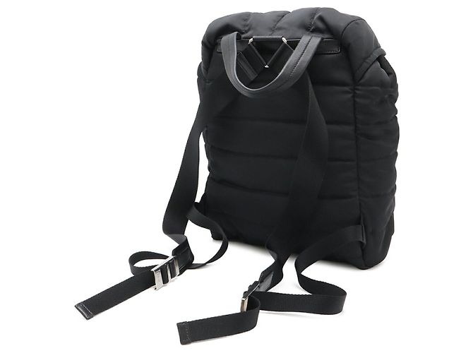 Prada Nylon Leather Triangle Logo Backpack Black - view 2