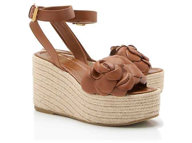 Valentino Garavani Espadrilles con zeppa Valentino Leather Rose Atelier 03 - Taglia 8.5 / 38.5 - vista 2
