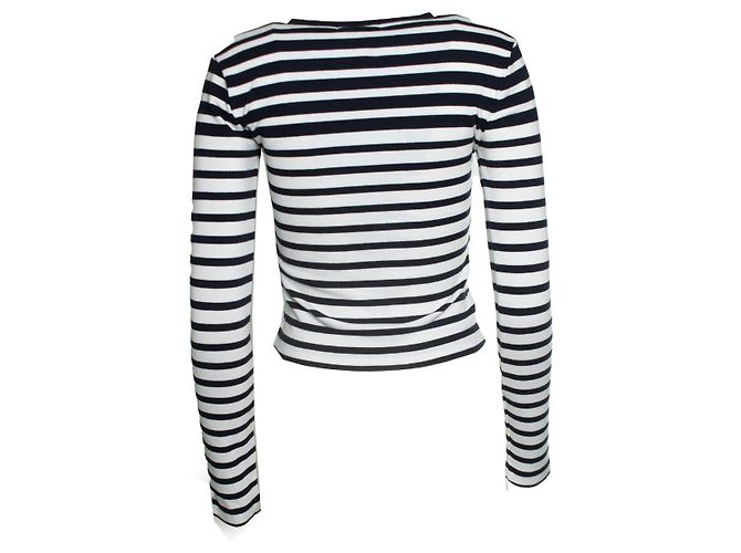T by Alexander Wang, Top de cuello redondo a rayas Multicolor - vista 3
