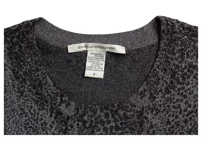 Diane von Furstenberg, top de lurex con estampado de leopardo Gris - vista 6
