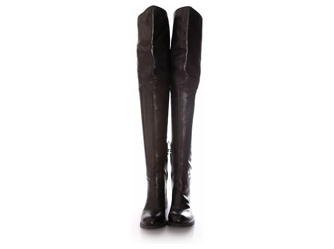 Prada, botas largas de cuero negro. - vista 3