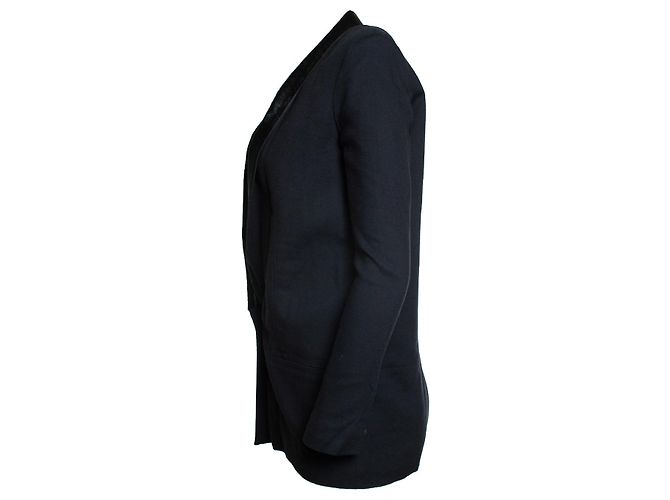 Helmut Lang, Blazer azul com lapela de pele de pônei - vista 2