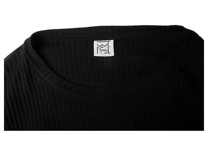 Autre Marque Baserange, geripptes Wickel-Maxikleid Schwarz - Ansicht 6
