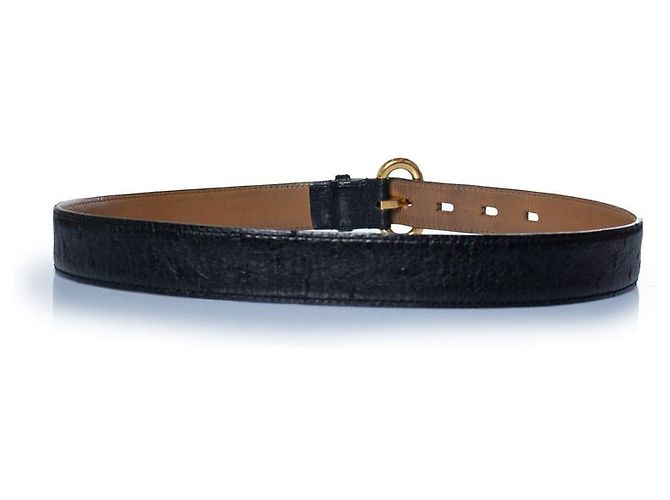 Delvaux, cintura in pelle di struzzo nera Nero - vista 2