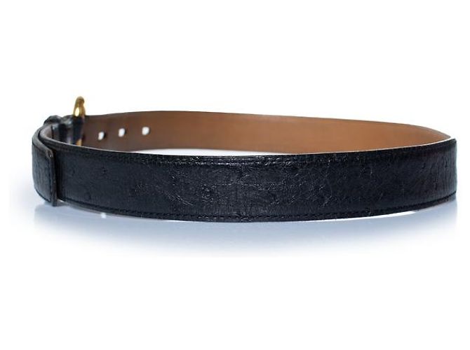 Delvaux, cintura in pelle di struzzo nera Nero - vista 3