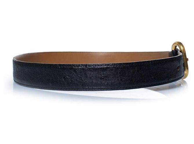 Delvaux, cintura in pelle di struzzo nera Nero - vista 4