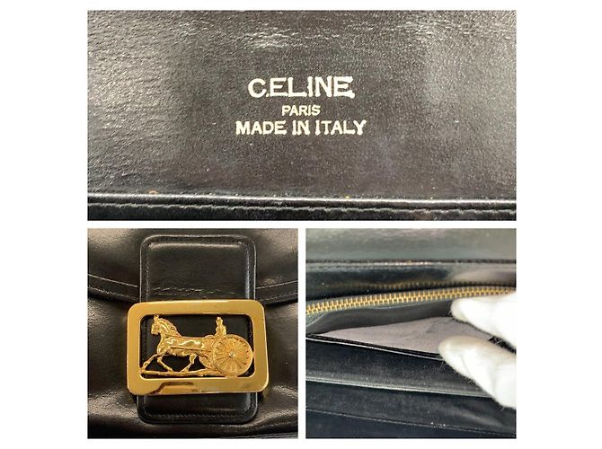 Céline Celine Leather Shoulder Bag Black - view 3