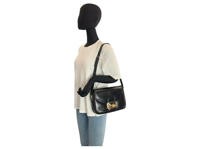 Céline Celine Leather Shoulder Bag Black - view 8