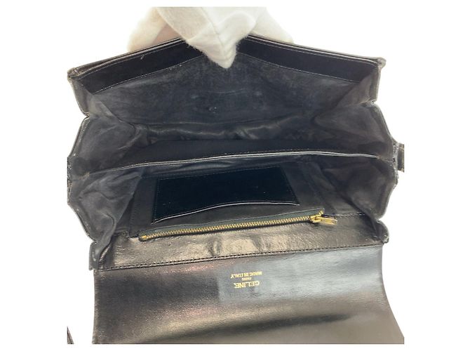 Céline Celine Leather Shoulder Bag Black - view 9