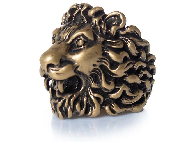 Gucci, Anello unisex testa di leone in oro D'oro Metallico - vista 2