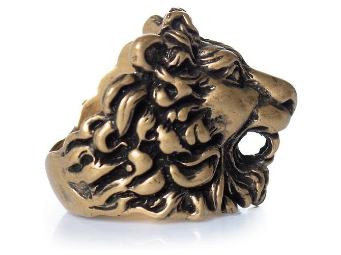 Gucci, Anello unisex testa di leone in oro D'oro Metallico - vista 3