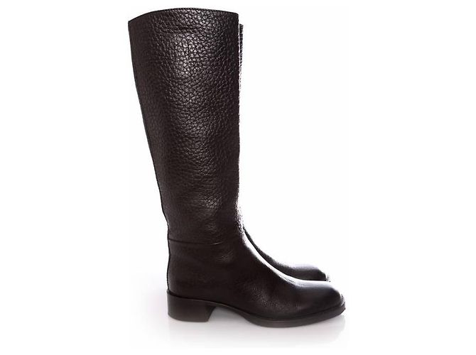 Prada, botas de cuero granulado negro. - vista 4