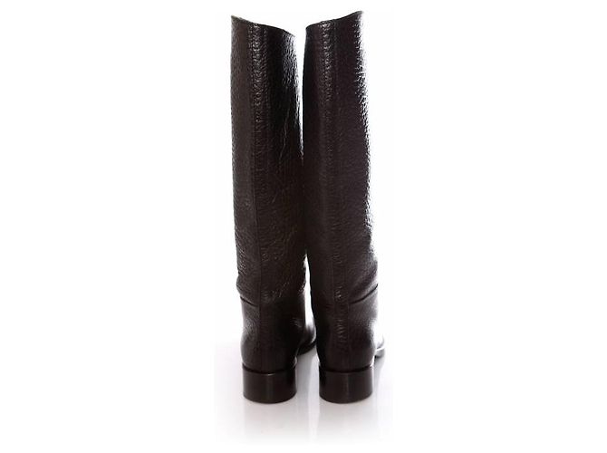 Prada, botas de cuero granulado negro. - vista 5
