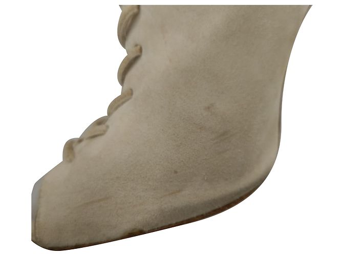 Stivaletti stringati in scamosciato beige Gianvito Rossi - vista 12