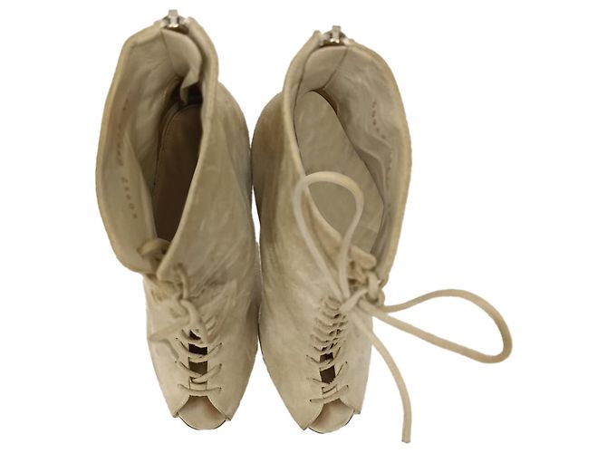 Stivaletti stringati in scamosciato beige Gianvito Rossi - vista 5