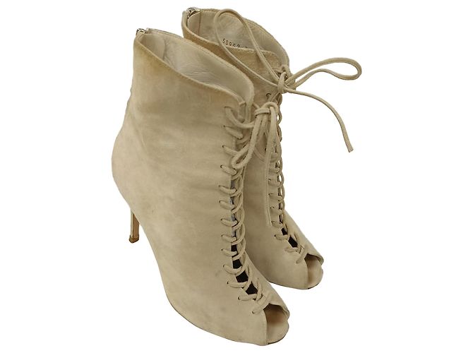 Stivaletti stringati in scamosciato beige Gianvito Rossi - vista 6
