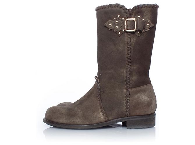 Jimmy Choo, botas biker de ante Verde Caqui - vista 2