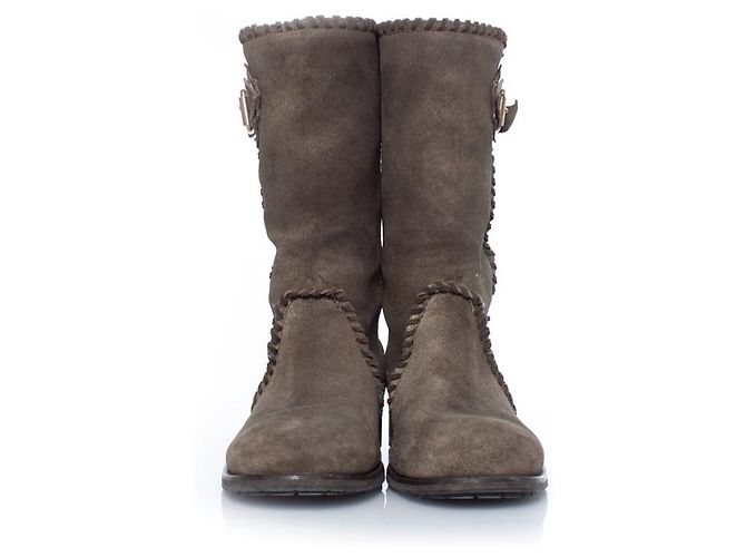 Jimmy Choo, botas biker de ante Verde Caqui - vista 5