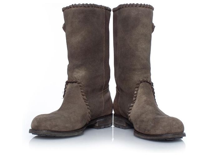 Jimmy Choo, botas biker de ante Verde Caqui - vista 6
