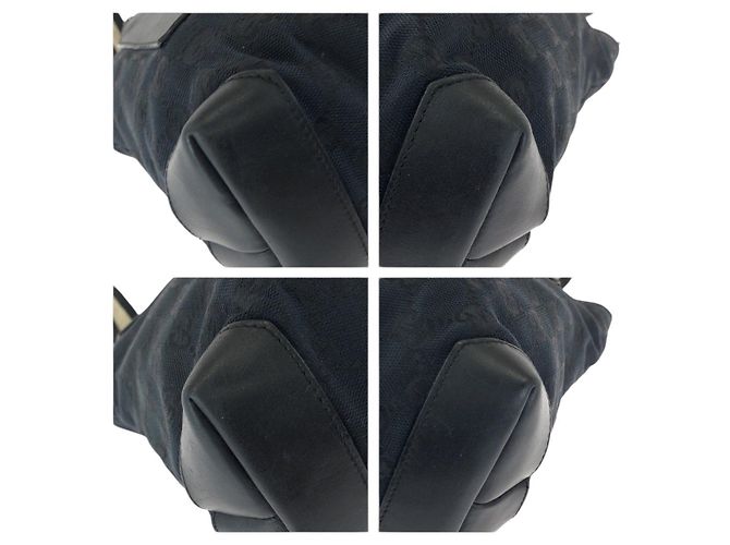 Borsa Tote Gucci GG Canvas e Pelle Nero - vista 3