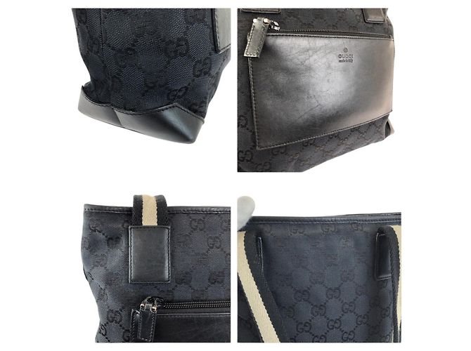 Borsa Tote Gucci GG Canvas e Pelle Nero - vista 5