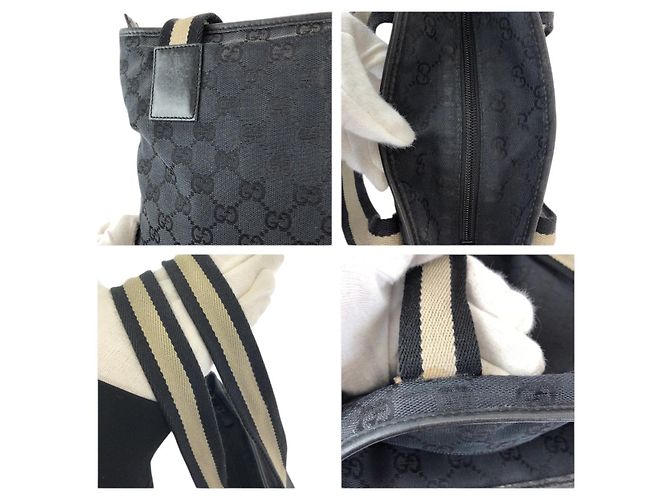 Borsa Tote Gucci GG Canvas e Pelle Nero - vista 6