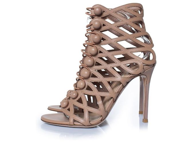 Gianvito Rossi, tacchi caged Marrone Carne - vista 2