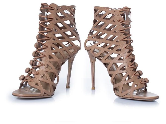 Gianvito Rossi, tacchi caged Marrone Carne - vista 6