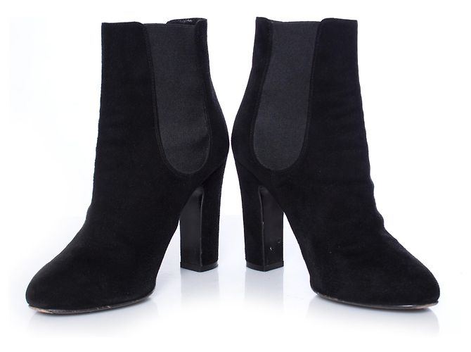 Dolce & Gabbana, Botas chelsea de ante negro con tacón. - vista 3
