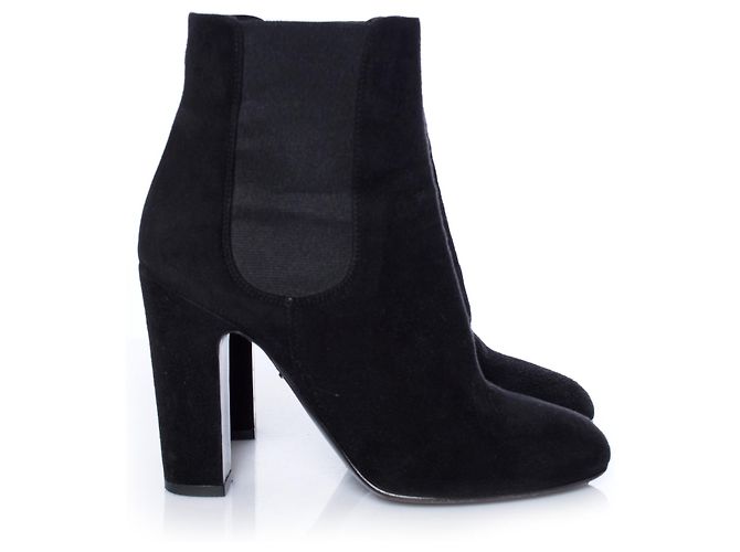 Dolce & Gabbana, Botas chelsea de ante negro con tacón. - vista 5