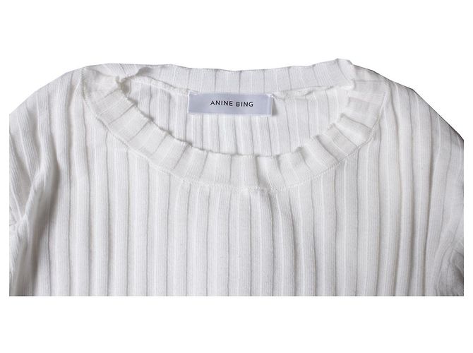 Anine bing, Geripptes Stretch-Top in Weiß - Ansicht 6