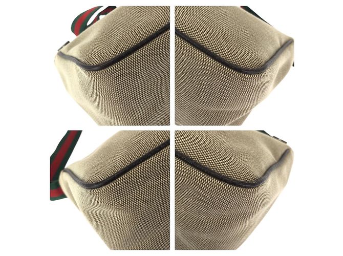 Pochette Accessori in Tela e Pelle Gucci Marrone Beige - vista 3