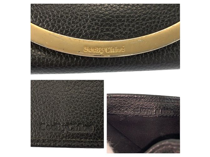 Portafoglio compatto in pelle nera Lizzie di Chloé Nero - vista 3