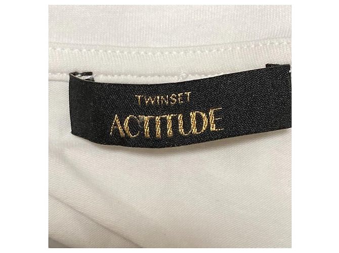 Autre Marque TWINSET ACTITUDE T-Shirt aus Polyester Schwarz Weiß - Ansicht 4
