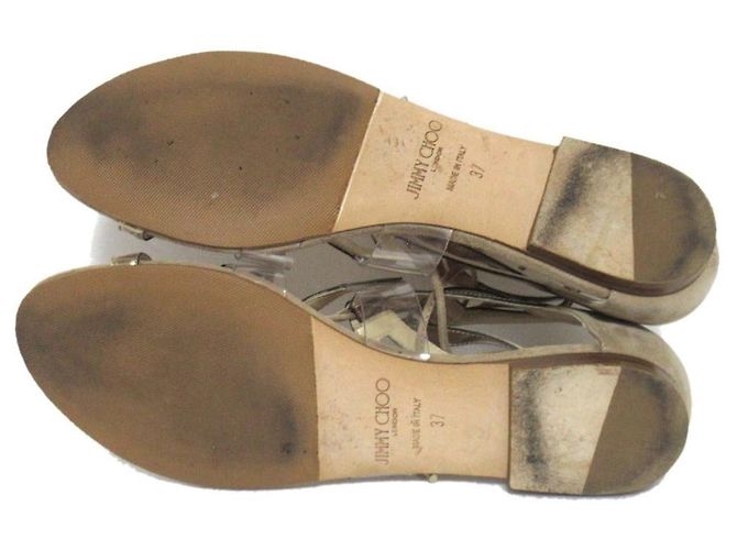 Sandali con lacci in pelle Jimmy Choo Beige D'oro - vista 10