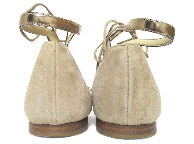 Sandali con lacci in pelle Jimmy Choo Beige D'oro - vista 3