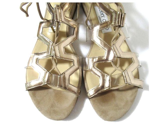 Sandali con lacci in pelle Jimmy Choo Beige D'oro - vista 4