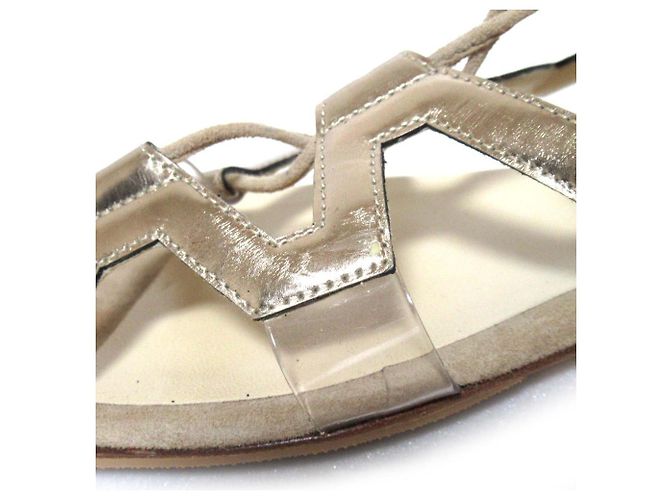 Sandali con lacci in pelle Jimmy Choo Beige D'oro - vista 5