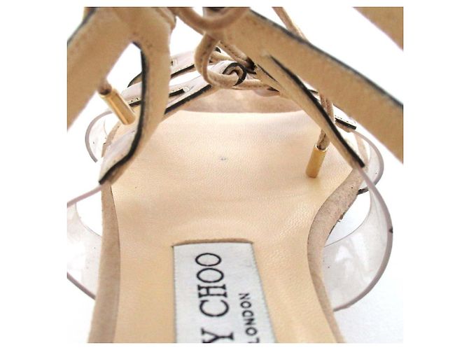 Sandali con lacci in pelle Jimmy Choo Beige D'oro - vista 6