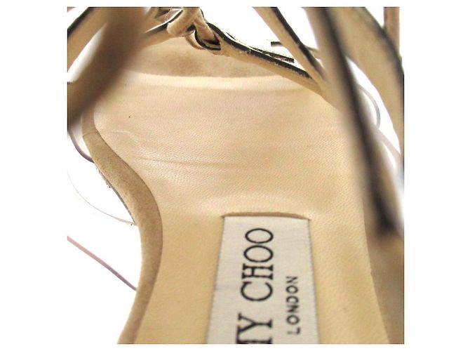 Sandali con lacci in pelle Jimmy Choo Beige D'oro - vista 7