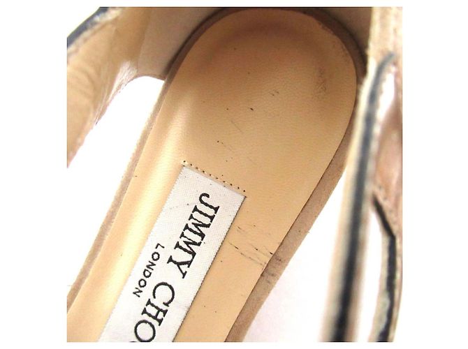 Sandali con lacci in pelle Jimmy Choo Beige D'oro - vista 8